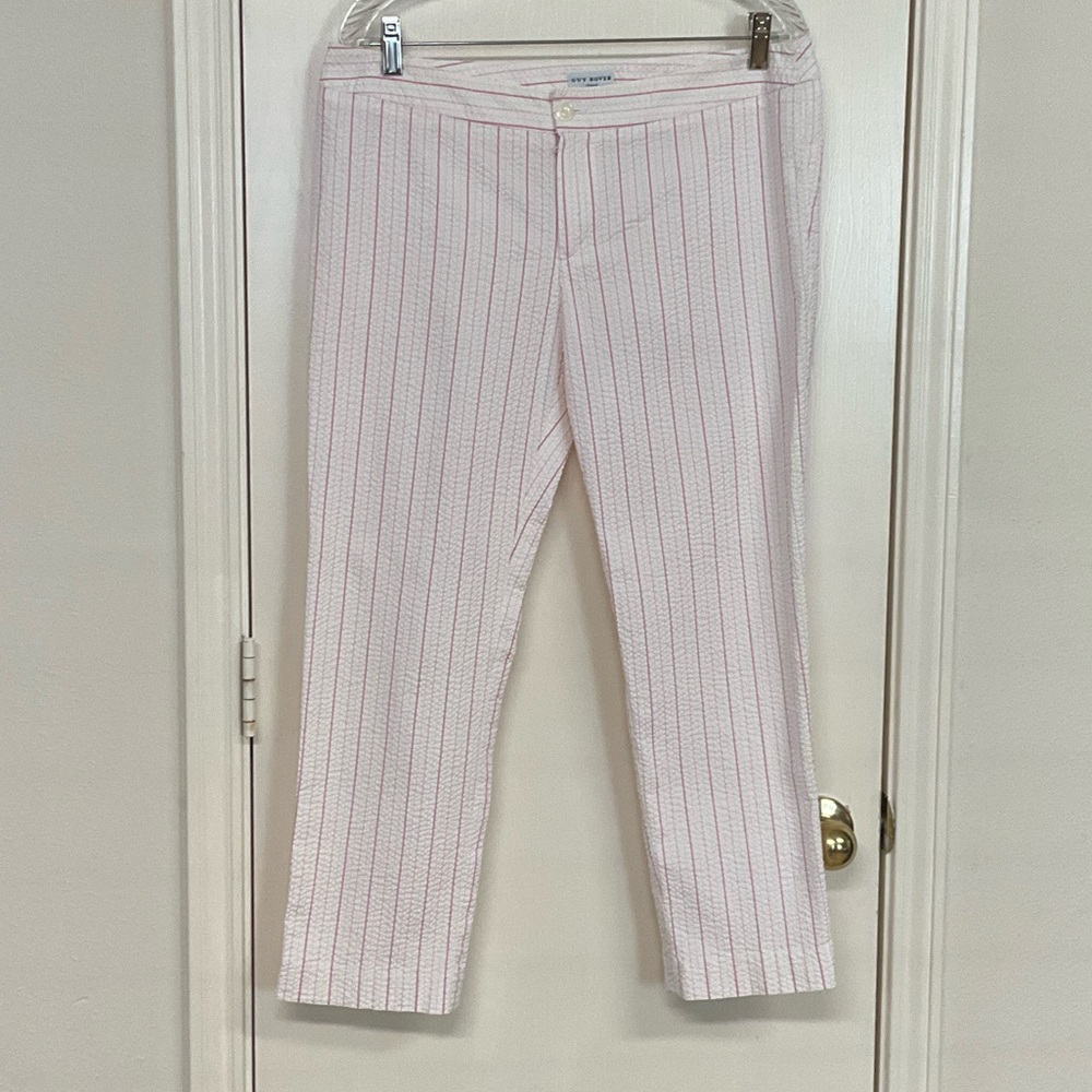Guy Rover Women's Cropped Pants in Pink Stripes